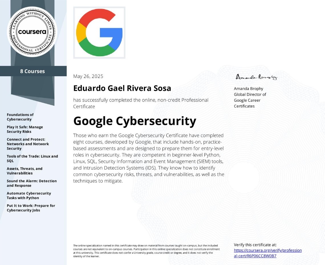 Google Cybersecurity Certificate